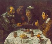VELAZQUEZ, Diego Rodriguez de Silva y Peasants at the Table (El Almuerzo) r